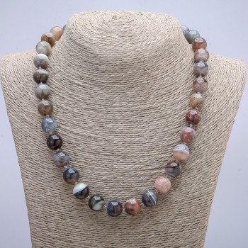 Botswana Agate Necklace with smooth beads, 12 mm diameter, length 45 cm +