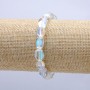 Elastic bracelet with opal glass, White Chameleon, faceted beads, 12x8 mm, 18 cm circumference