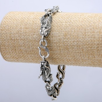 Dragon Bracelet silver metal 13x30mm, thickness 10mm, length 20cm +