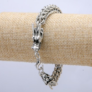 Dragon Head Chain Bracelet in Silver Metal 10x32 mm, thickness 8 mm, length 20 cm +