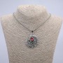 Pendant 'Feather with Dragon Eye' 50x40 mm on a chain, length 70 cm; silver-toned metal