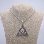 Pendant 'Triangle with an Eye' 62×54 mm on a chain, chain length 70 cm, silver-tone metal