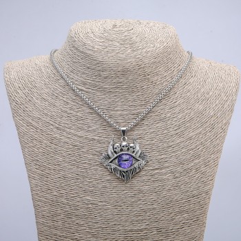Pendant 'Demon's Eye' 45×40 mm on a chain, length 70 cm +/- silver-tone metal
