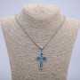 Cross Pendant 55x30 mm on a chain, length 70 cm, silver-colored metal