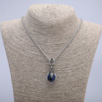 Pendant 'Paw with Sphere' 45x20 mm on a chain, length 70 cm, silver-colored metal