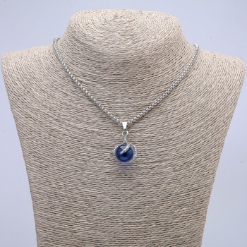 Pendant 'Ball in a Paw' 35x17 mm on a chain, length 70 cm +/- silver-colored metal