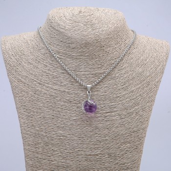 Pendant 'Ball in the Paw' 35×17 mm on a chain, length 70 cm +/- silver-toned metal