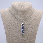 Leopard Pendant with Blue Crystal 50x10 mm on a Chain, 65 cm Length, Silver