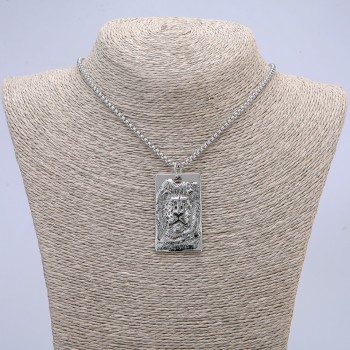 Pendant "Lion" 50x26 mm on chain, length 70 cm, silvery metal