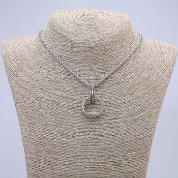 Pendant Ring 24×5 mm on chain, 70 cm length, silver-toned metal