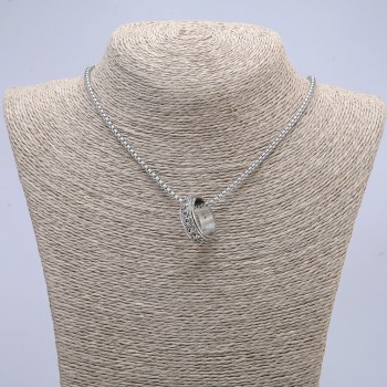 Pendant Ring 24x8 mm on a chain, length about 70 cm, silver-colored metal