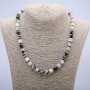 Hair Quartz Natural Stone Bead Necklace, Smooth Round Beads, 8 mm Diameter, 45 cm Length+