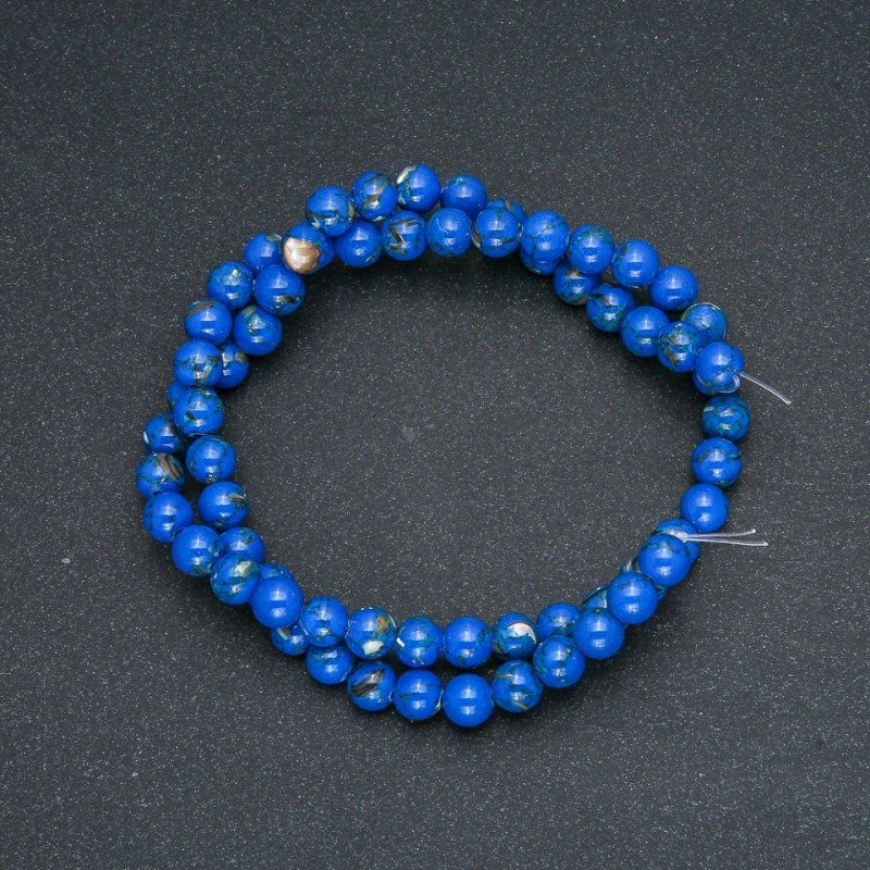 Imperial Blue Jasper Beads (Pressed) Smooth Round Bead, 6 mm Diameter, 40 cm Length ±