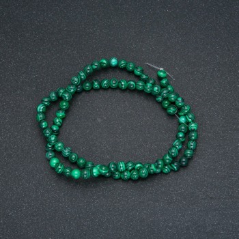 Malachite Beads on Thread (Pressed) Smooth Bead, Diameter 4mm, Length 40cm