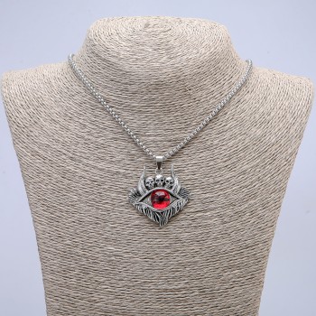 Pendant 'Eye of the Demon' 45x40 mm on a chain, length 70 cm, silver-colored metal