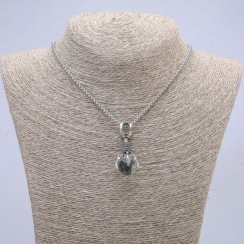 Pendant 'Paw with Sphere' 45x20 mm on a chain, length about 70 cm, silver-toned metal