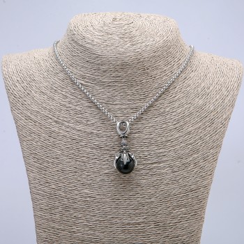 Pendant 'Paw with Sphere' 45x20 mm on a chain, length 70 cm, silver-colored metal