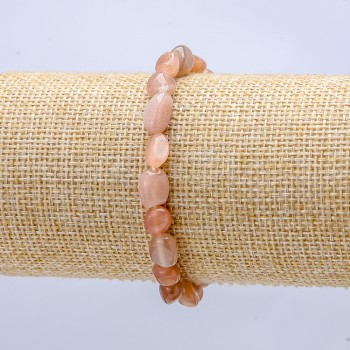 Elastic bracelet with natural selenite, tumbled beads, 10x6 mm