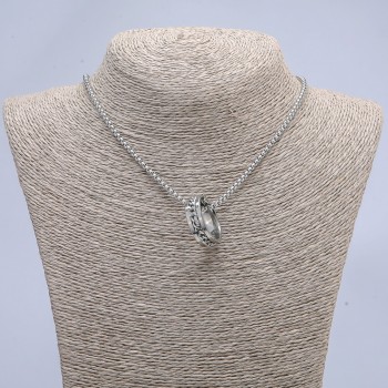 Pendant Ring 26x8 mm on chain, length 70 cm, silver-colored metal