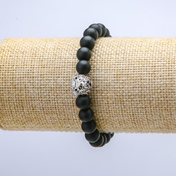 Shungite stretch bracelet (artificial), 8 mm diameter ± Lion, length 18 cm +