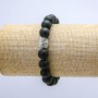 Shungite elastic bracelet (synthetic), 10 mm diameter ± Owl pendant, length 18 cm ±