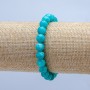 Elastic bracelet with natural aquamarine, smooth bead, 8mm diameter +