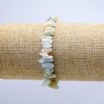 Morganite Bracelet, faceted natural stone, diameter 9x4 mm, length 18 cm (stretch)