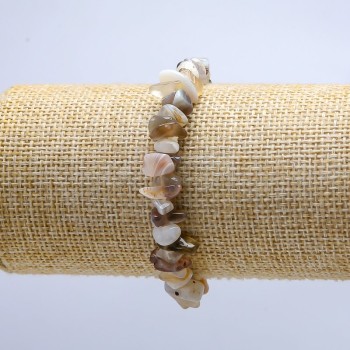 Botswana Agate Chip Bracelet on Elastic, 10mm Diameter, 18cm Length