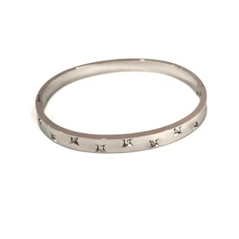 Xuping Rhodium Bracelet with White Crystals, 6 mm thick, diameter 64×53 mm