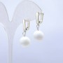 Earrings with White Agate, diameter 12 mm, length 2.5 cm
