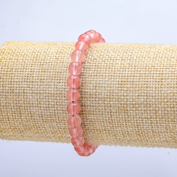 Elastic bracelet with synthetic chalcedony beads, smooth round, 6 mm diameter, 18 cm length