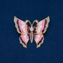 Butterfly Brooch, gold-tone metal, enamel, white crystals, 46x52 mm +