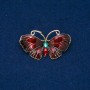 Butterfly Brooch, gold-toned metal, enamel, green rhinestone, 48×27 mm +