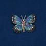 Butterfly Brooch in Silver-Tone Metal with Multicolored Rhinestones, 35×50 mm +