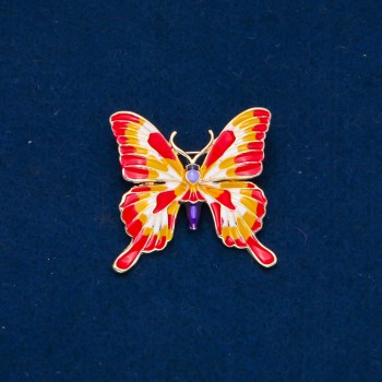 Brooch 'Butterflies' in golden metal, enamel 36×36 mm +
