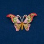 Brooch 'Butterflies' in gold-tone metal with multicolored rhinestones, 64×37 mm +