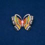 Butterfly Brooch, gold-tone metal, multicolored rhinestones and bead 34x45 mm +