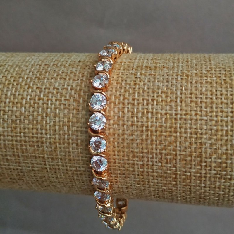 Bracelet Xuping 18K Gold Plating with White Crystals, Length 18 cm, Thickness 6 mm +