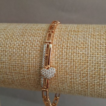 Браслет Xuping Позолота 18К з білими стразами, довжина 17-19см, товщина 4мм +