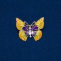 Butterfly brooch in gold-tone metal, enamel, and white crystal 37x30mm +