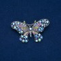 Butterfly Brooch in Silver-Tone Metal with Multicolored Rhinestones, 32x60 mm