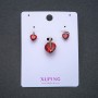 Xuping Earrings and Pendant Set 'Red Hearts' 18k Gold Plating with Red Hearts 7x10 mm and 18x12 mm