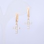Xuping 18K Gold Plated Earrings 'Cross with White Crystals' 28x10mm +