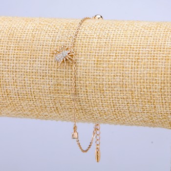 Браслет Xuping Позолота 18К c білими стразами, товщина 1мм + -, довжина 18-21см +