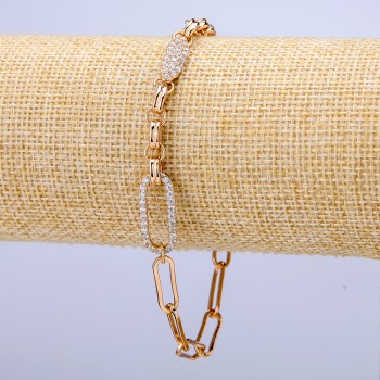 Xuping Bracelet 18K Gold Plating with White Crystals
