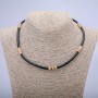 Xuping choker Gold-plated 18K eco-leather, thickness 4mm + -, length 42-47cm + -