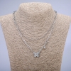 Xuping Chain with Pendant and White Crystal, Rhodium-Plated, 4 mm (+/-) and 1.7 mm (+/-) thick, 46 cm long