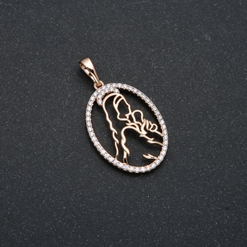 Xuping Pendant 18K Gold Plating Icon with White Crystals, diameter 34×18 mm +