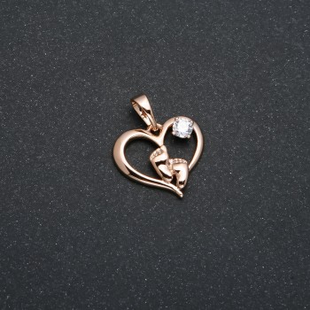 Pendant Xuping 18K Gold Plating Heart with Legs with White Crystals, diameter 21x17 mm +