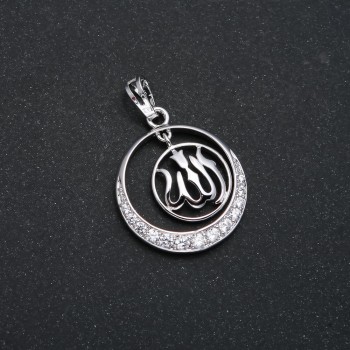 Pendant Xuping Rhodium with White Rhinestones, 29x22 mm diameter +